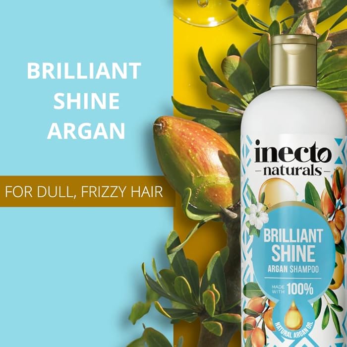 INECTO Natural Argan Shine Shampoo 500ml, Rich & Nourishing Pure Argan Oil for Beautiful Healthy Shine, for Dull Damaged Hair - Image 2